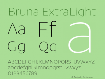 Bruna ExtraLight Version 1.004;hotconv 1.0.109;makeotfexe 2.5.65596图片样张