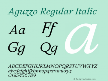 Aguzzo Regular Italic7 Version 1.000;FEAKit 1.0图片样张