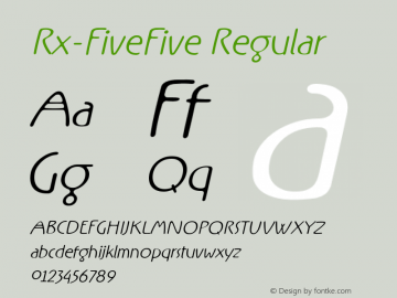 Rx-FiveFive Regular Version 0.9; 2000 Font Sample