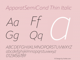 ApparatSemiCond Thin Italic Version 1.000;hotconv 1.0.109;makeotfexe 2.5.65596图片样张