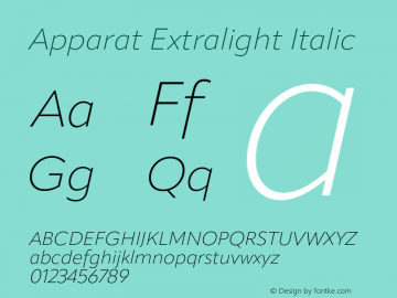 Apparat Extralight Italic Version 1.000;hotconv 1.0.109;makeotfexe 2.5.65596图片样张