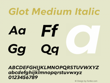 Glot Medium Italic Version 1.000;PS 001.000;hotconv 1.0.88;makeotf.lib2.5.64775图片样张