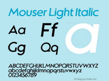 Mouser Light Italic Version 2.00;November 9, 2021;FontCreator 12.0.0.2552 64-bit图片样张