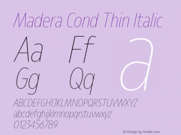 Madera Cond Thin Italic Version 2.01图片样张