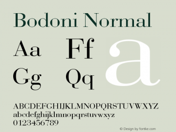 Bodoni Normal Version 001.000 Font Sample