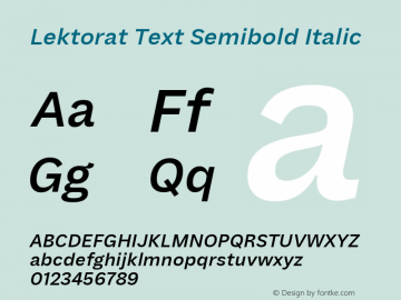 Lektorat Text Semibold Italic Version 1.001;hotconv 1.0.116;makeotfexe 2.5.65601图片样张