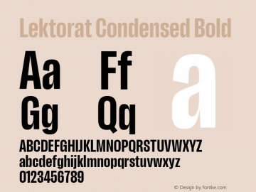 Lektorat Condensed Bold Version 1.001;hotconv 1.0.116;makeotfexe 2.5.65601图片样张