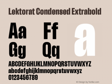 Lektorat Condensed Extrabold Version 1.001;hotconv 1.0.116;makeotfexe 2.5.65601图片样张