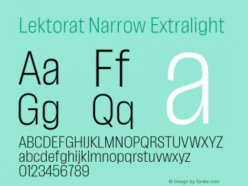 Lektorat Narrow Extralight Version 1.001;hotconv 1.0.116;makeotfexe 2.5.65601图片样张