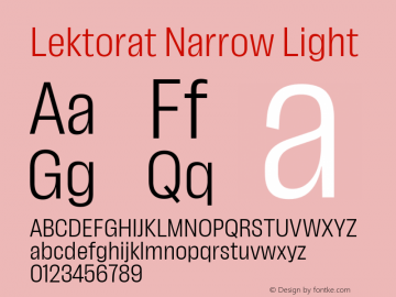 Lektorat Narrow Light Version 1.001;hotconv 1.0.116;makeotfexe 2.5.65601图片样张