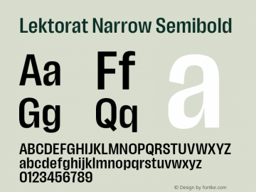 Lektorat Narrow Semibold Version 1.001;hotconv 1.0.116;makeotfexe 2.5.65601图片样张