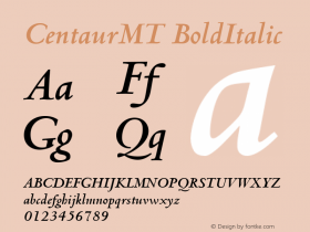 CentaurMT BoldItalic Version 1.00图片样张