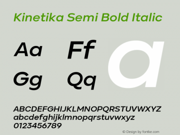 Kinetika Semi Bold Italic 1.000图片样张