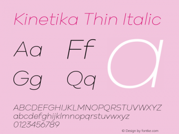 Kinetika Thin Italic 1.000图片样张