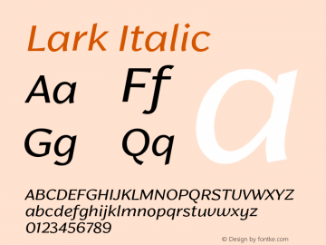 Lark Italic 1.000图片样张