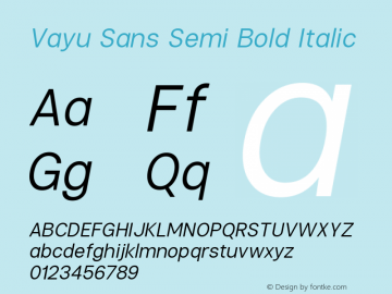 Vayu Sans Semi Bold Italic 1.000图片样张