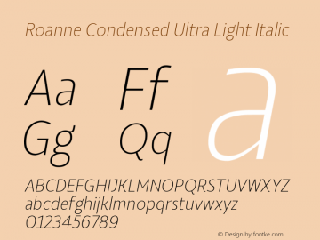 Roanne Condensed Ultra Light Italic 1.000图片样张