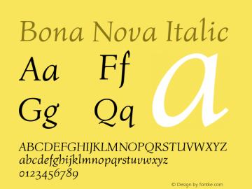 Bona Nova Italic Version 4.001; ttfautohint (v1.8.3)图片样张