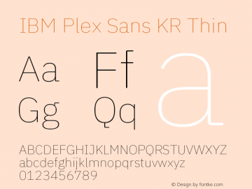 IBM Plex Sans KR Thin Version 1.001图片样张