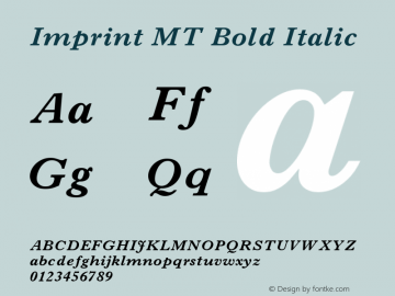 Imprint MT Bold Italic 001.003 Font Sample