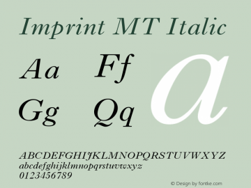 Imprint MT Italic 001.003 Font Sample