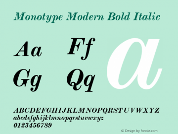 Monotype Modern Bold Italic 001.000 Font Sample