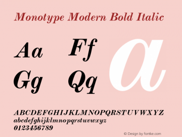 Monotype Modern Bold Italic 001.000 Font Sample
