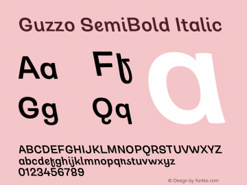 Guzzo SemiBold Italic Version 1.00图片样张