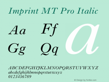 ImprintMTPro-Italic Version 1.000 Build 1000图片样张