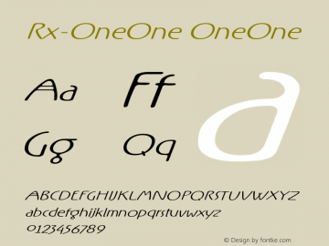 Rx-OneOne OneOne Version 0.9; 2000 Font Sample