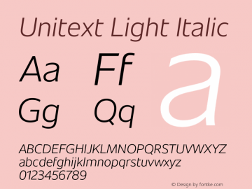 Unitext Light Italic Version 1.00, build 11, gb1060, s3图片样张