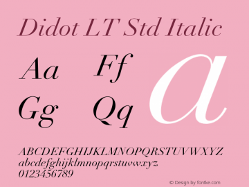 DidotLTStd-Italic Version 2.000 Build 1000图片样张