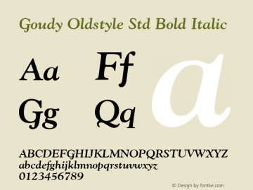 Goudy Oldstyle Std Bold Italic Version 1.00 Build 1000图片样张