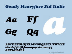 Goudy Heavyface Std Italic Version 1.00 Build 1000图片样张