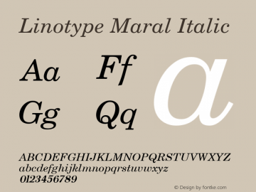 Linotype Maral Italic Version 1.00; 2006图片样张