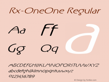 Rx-OneOne Regular Version 0.9; 2000 Font Sample