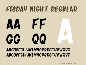 friday night Regular Version 001.000 Font Sample