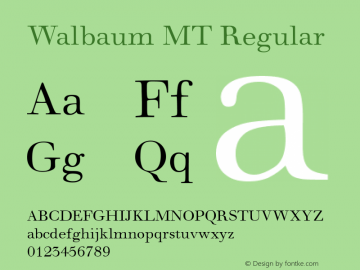 Walbaum MT Regular 1.0 Font Sample