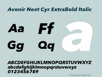 Avenir Next Cyr ExtraBold It Version 2.00图片样张