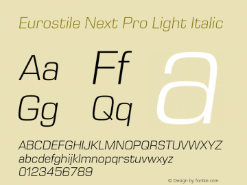 Eurostile Next Pro Light Italic Version 1.00图片样张