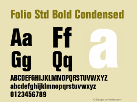 Folio Std Bold Condensed Version 2.00 Build 1000图片样张