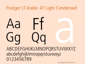 Frutiger LT Arabic 47 Light Cn Version 4.10图片样张