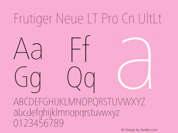 Frutiger Neue LT Pro Cn UltLt Version 2.300图片样张