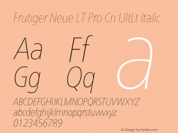 Frutiger Neue LT Pro Cn UlLt It Version 2.300图片样张