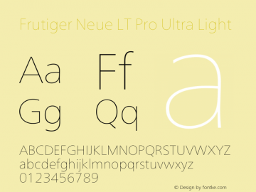 Frutiger Neue LT Pro UltLt Version 1.00图片样张