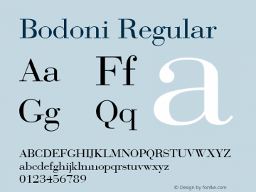 Bodoni Regular 1.0 Font Sample