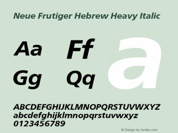 Neue Frutiger Hebrew Heavy It Version 1.00, build 5, s3图片样张