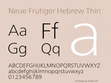 Neue Frutiger Hebrew Thin Version 1.00, build 5, s3图片样张