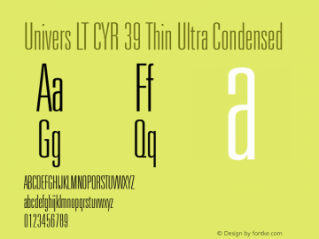 Univers LT CYR 39 Thin UltraCn Version 2.00图片样张