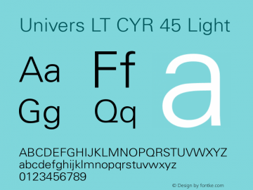 Univers LT CYR 45 Light Version 2.00图片样张